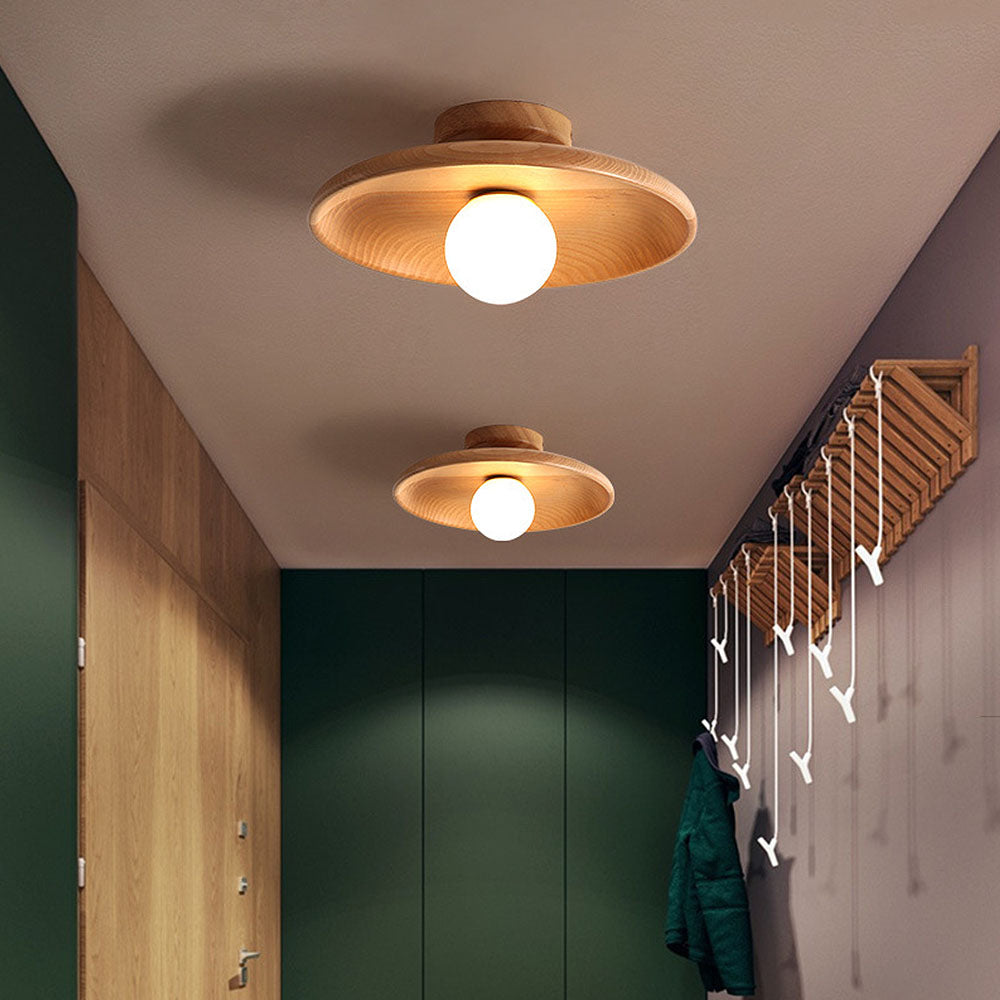 Casa Lumière Houten Plafondlamp - Moderne Plafondlamp met Glazen Lichtpunt