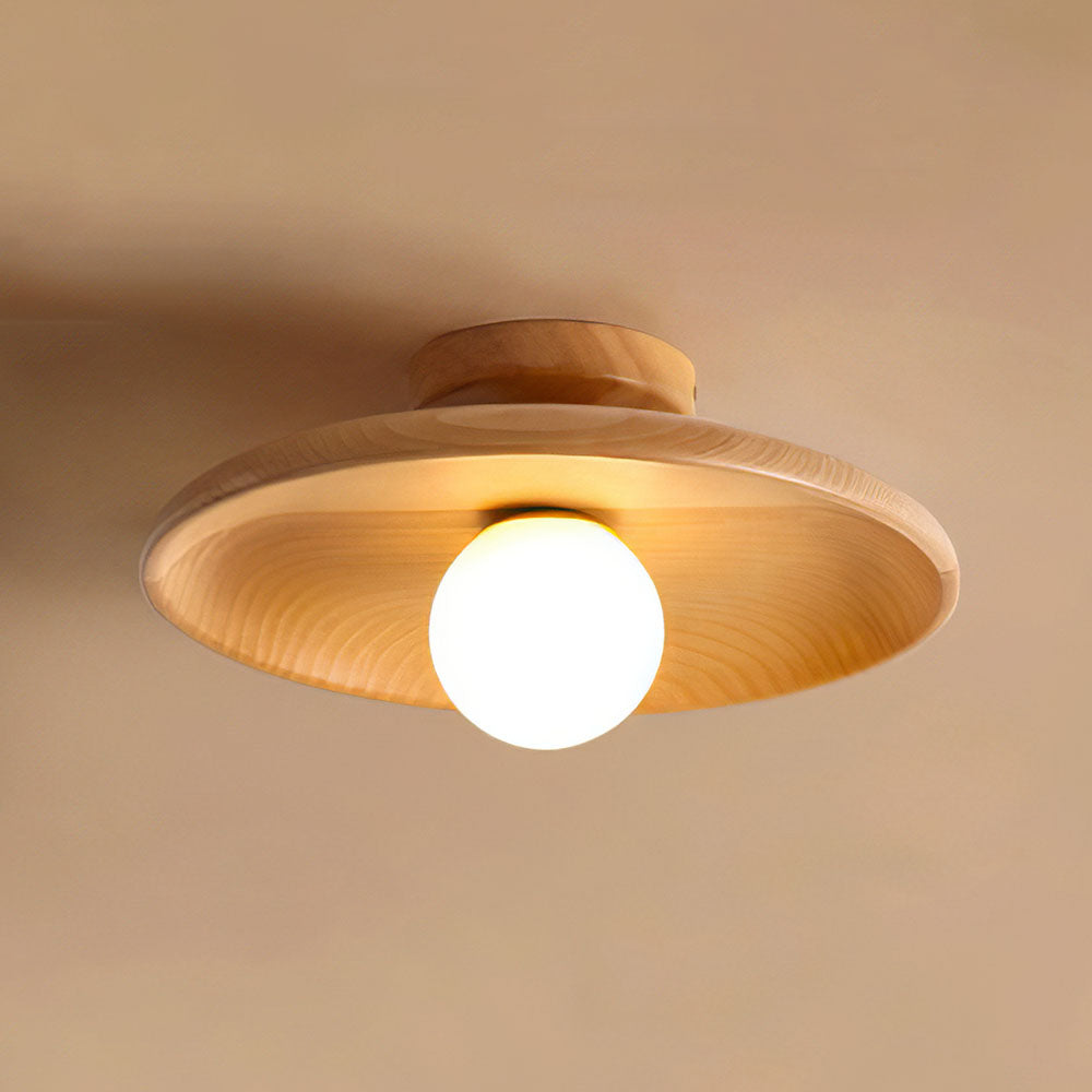 Casa Lumière Houten Plafondlamp - Moderne Plafondlamp met Glazen Lichtpunt