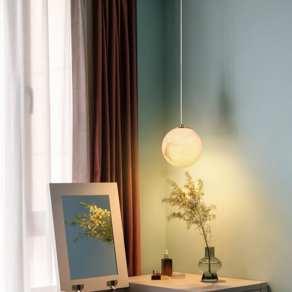 Casa Lumière Alabaster Wereldbol Hanglamp - Natuursteen Design