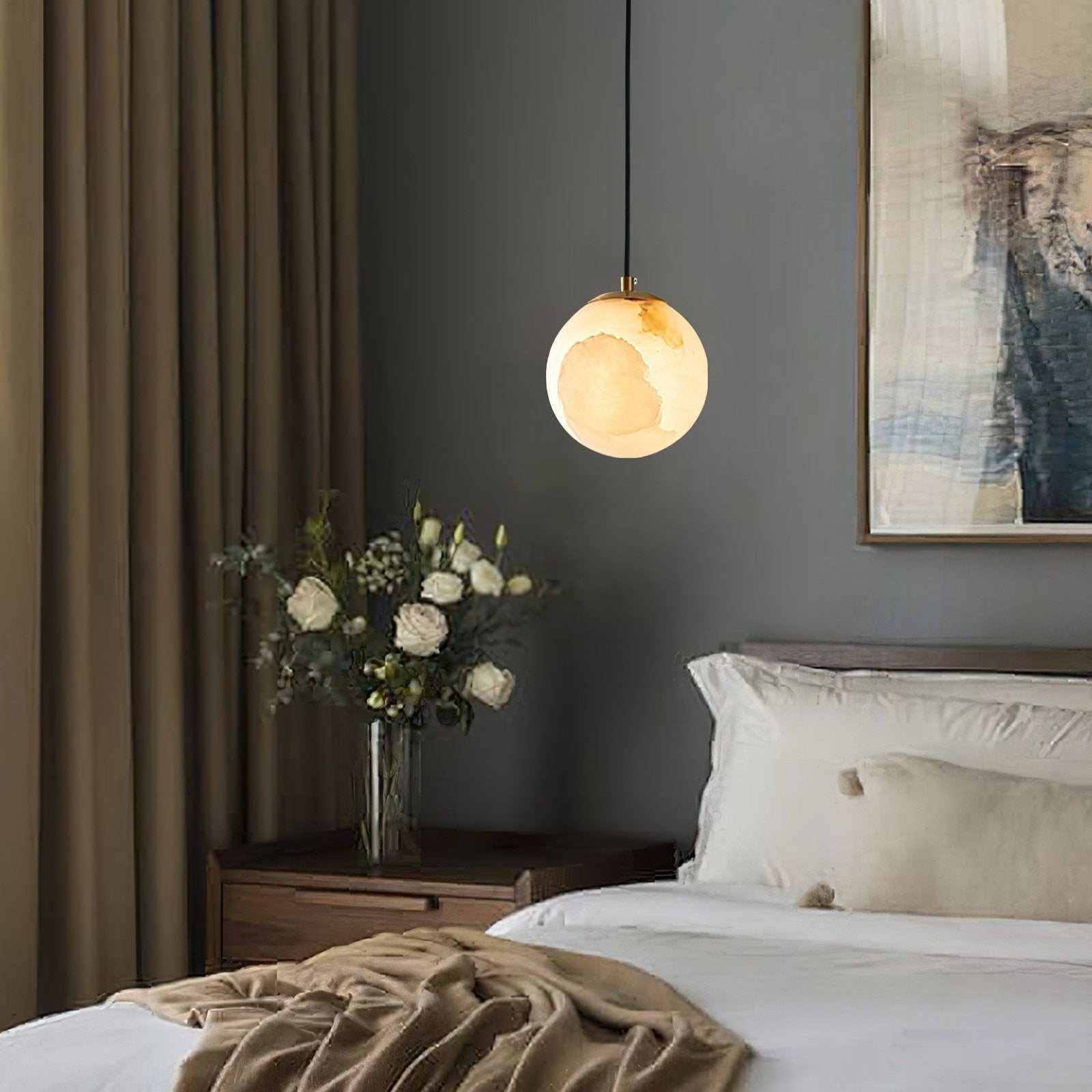 Casa Lumière Alabaster Wereldbol Hanglamp - Natuursteen Design