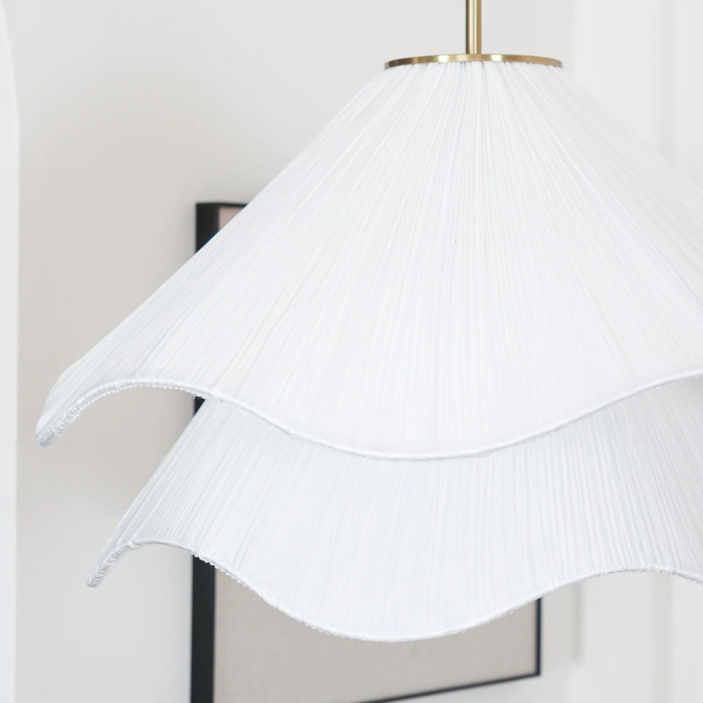 Casa Lumière Japandi Stof Hanglamp - Design Lamp met Golvende Lampenkap