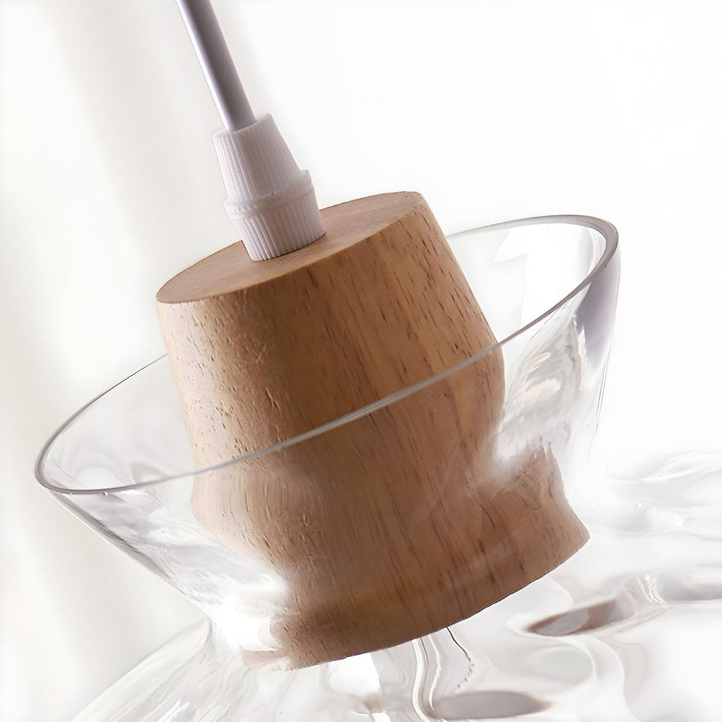 Casa Lumière Glazen Hanglamp - Houten Accent & Zacht Sfeervol Licht