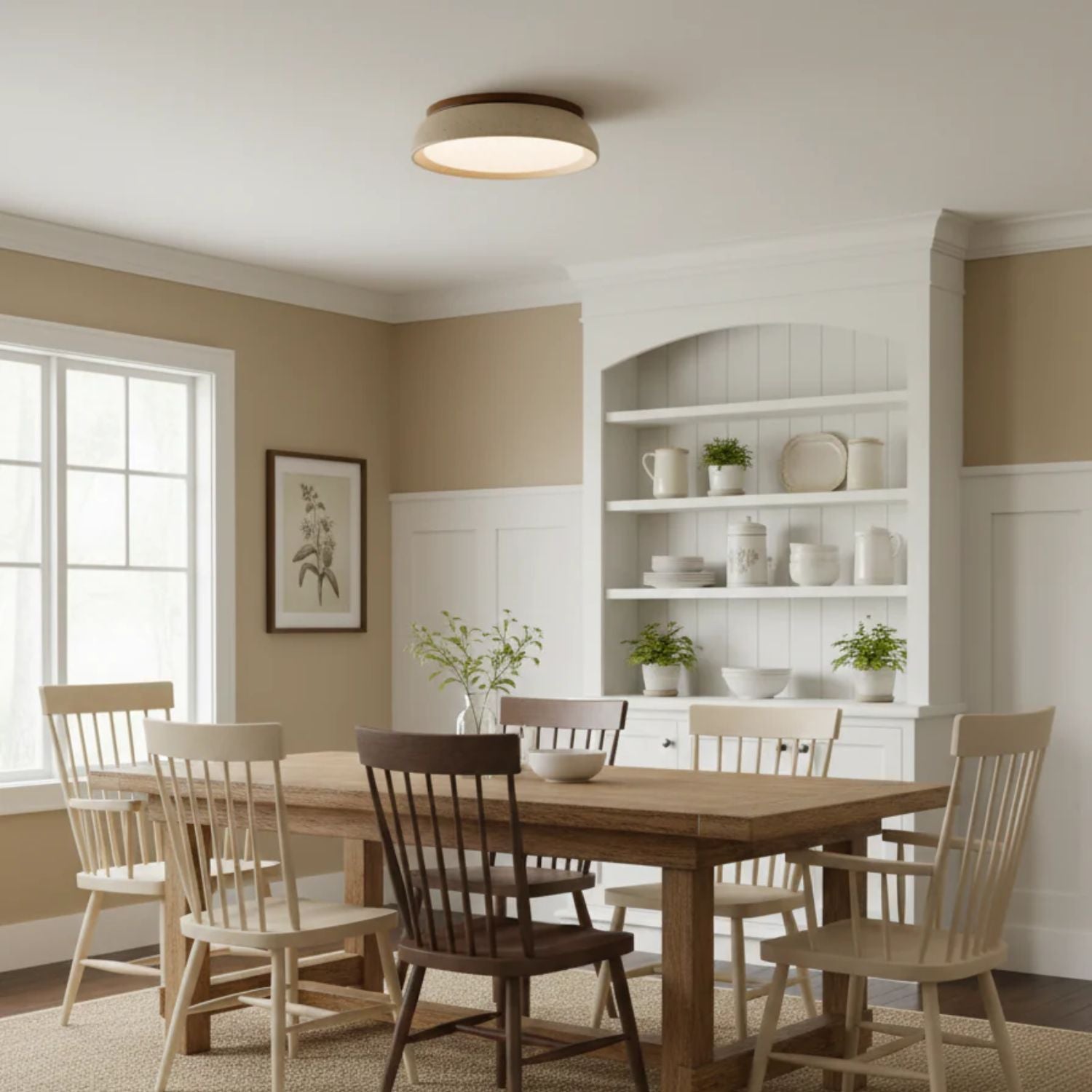 Casa Lumière Plafondlamp van Travertin & Hout - Warm Licht