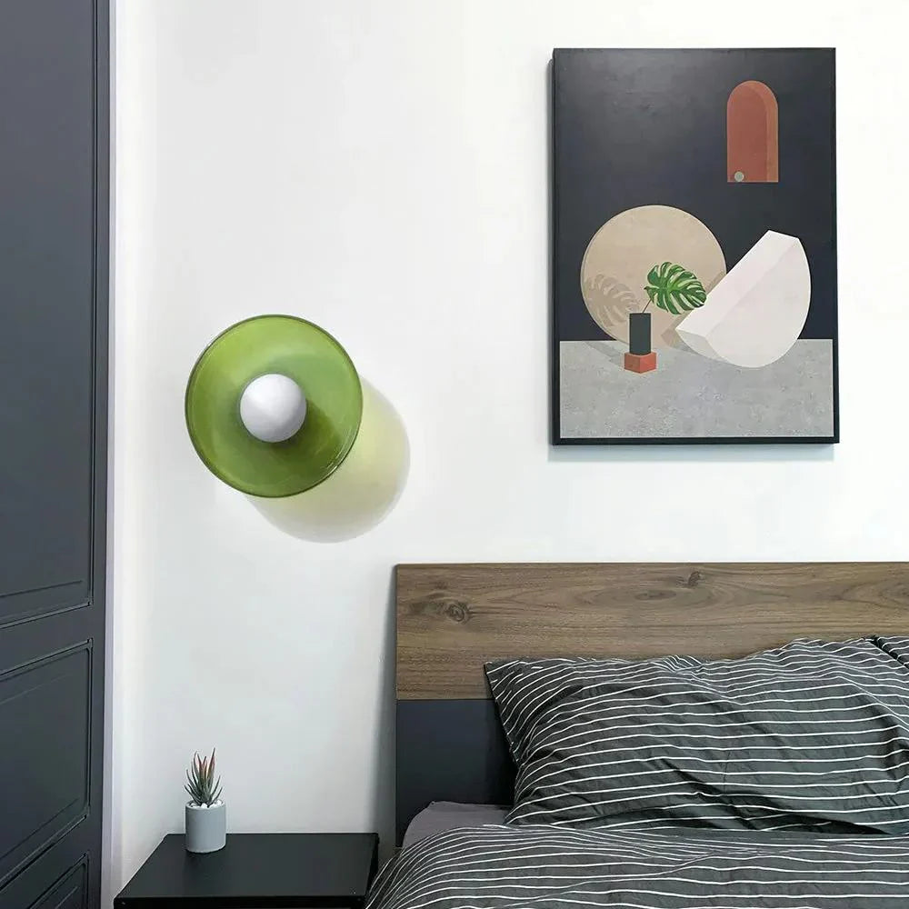 Casa Lumière Nordic Glazen Disc Wand- & Plafondlamp – Olijfgroen Glas & Minimalistisch Design Sfeerverlichting