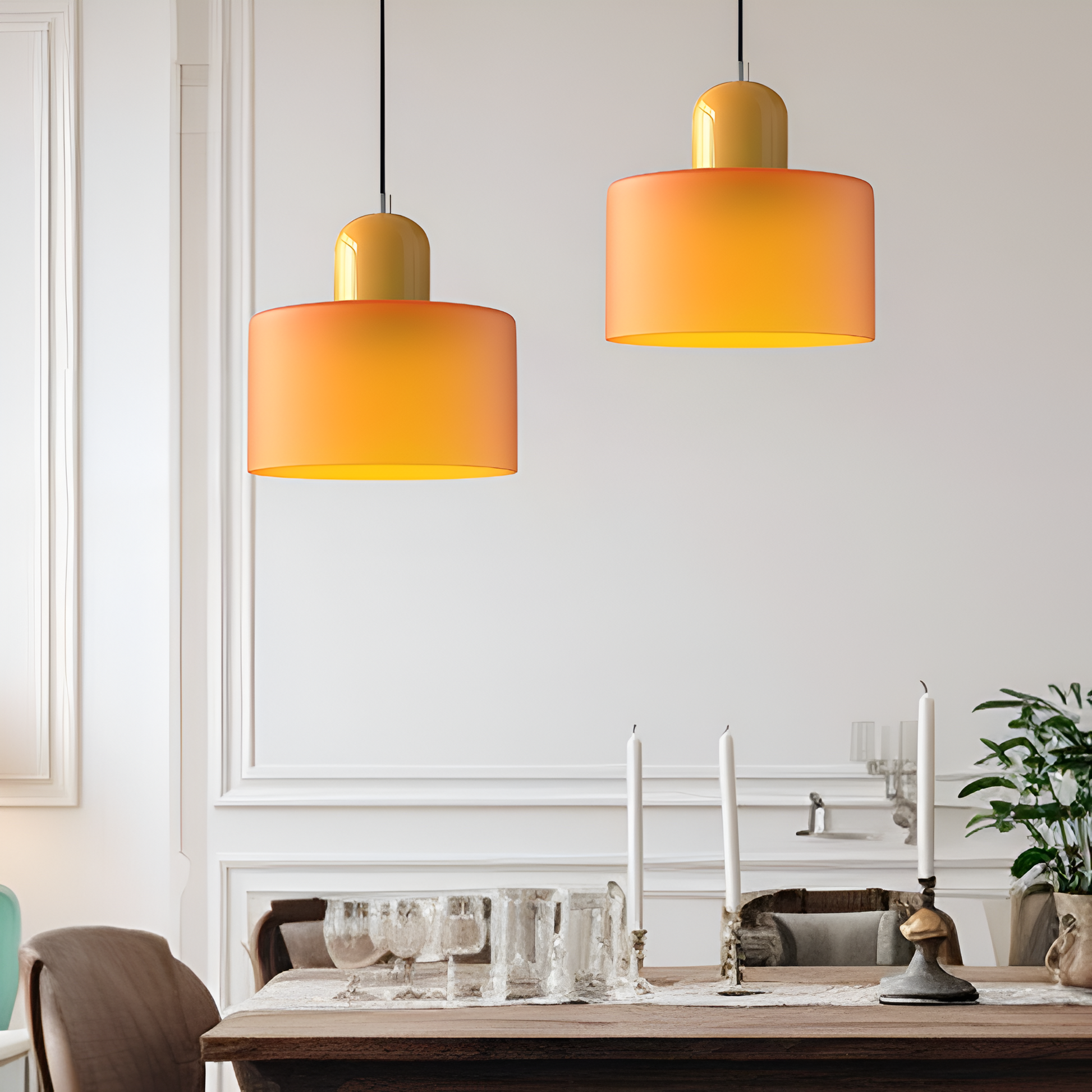 Casa Lumière Scandinavische Glazen Hanglamp - Metalen basis in twee tinten