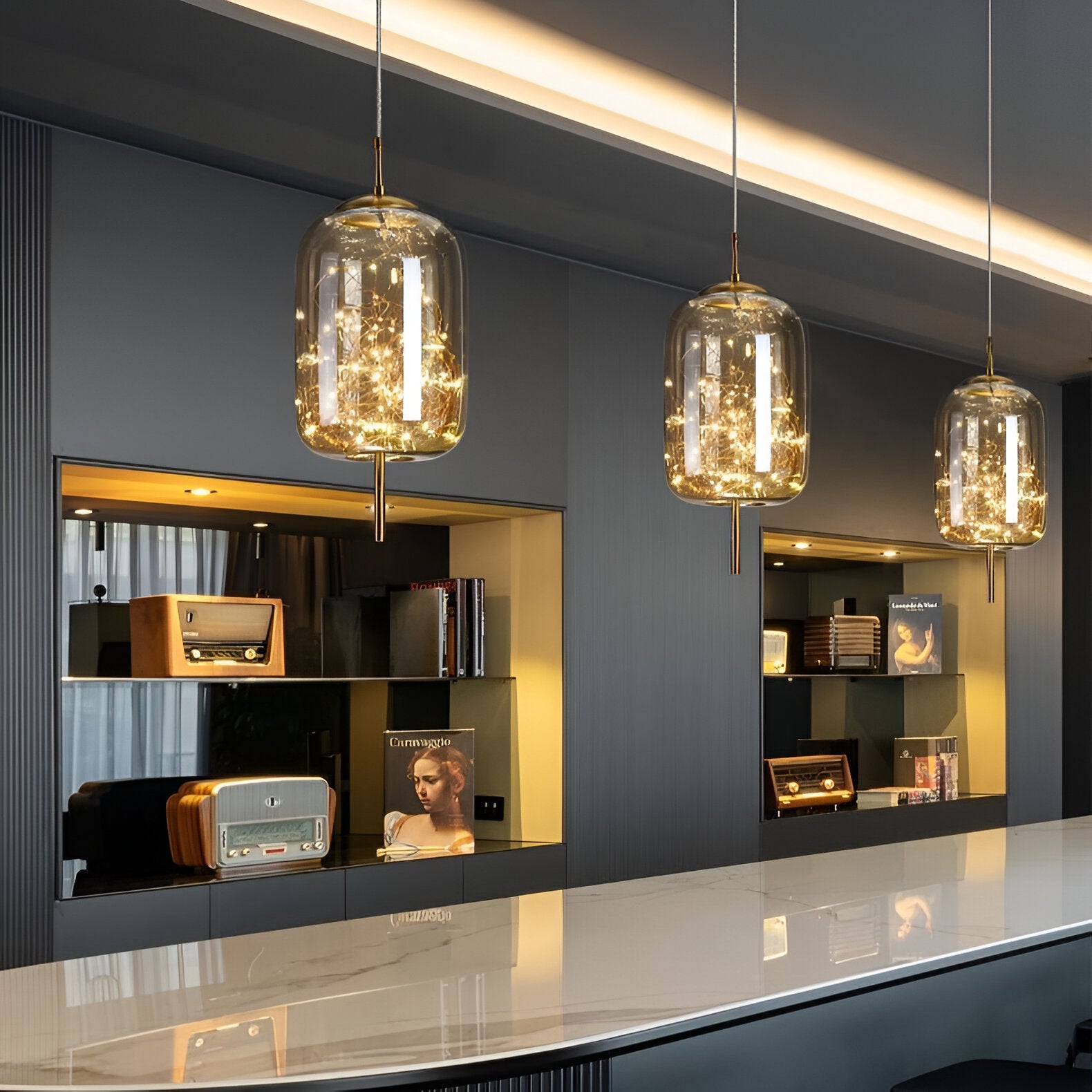 Casa Lumière Design Hanglamp - Sprankelend Glas & Gouden Details Sfeerverlichting