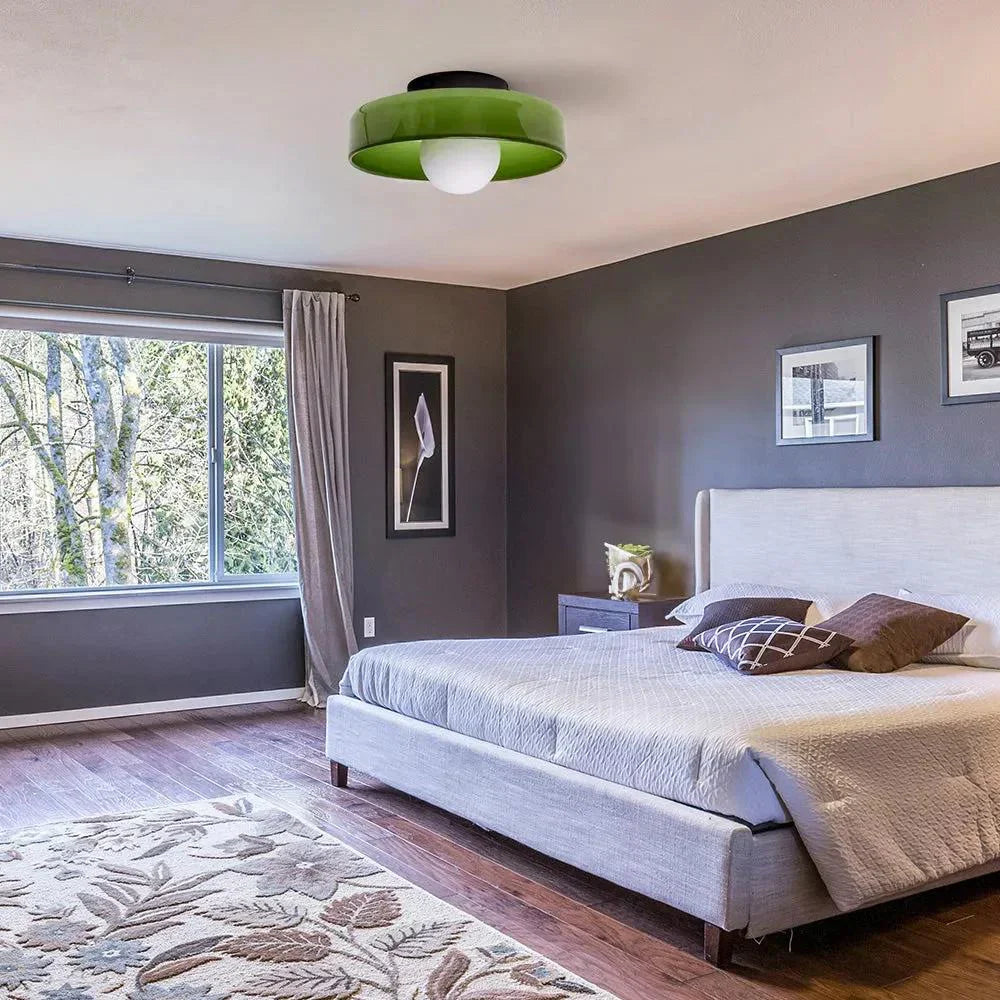 Casa Lumière Nordic Glazen Disc Wand- & Plafondlamp – Olijfgroen Glas & Minimalistisch Design Sfeerverlichting