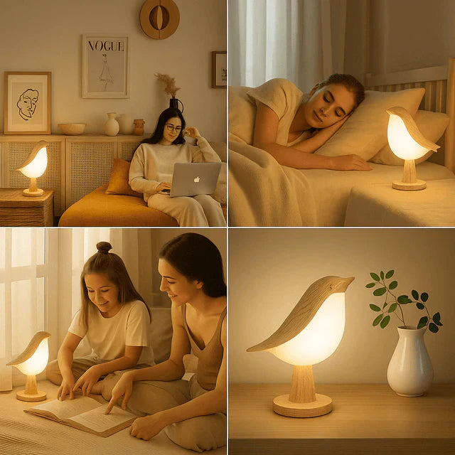 Casa Lumière Nestbird nachtlampje van hout met warm LED-licht - Aroma Diffuser