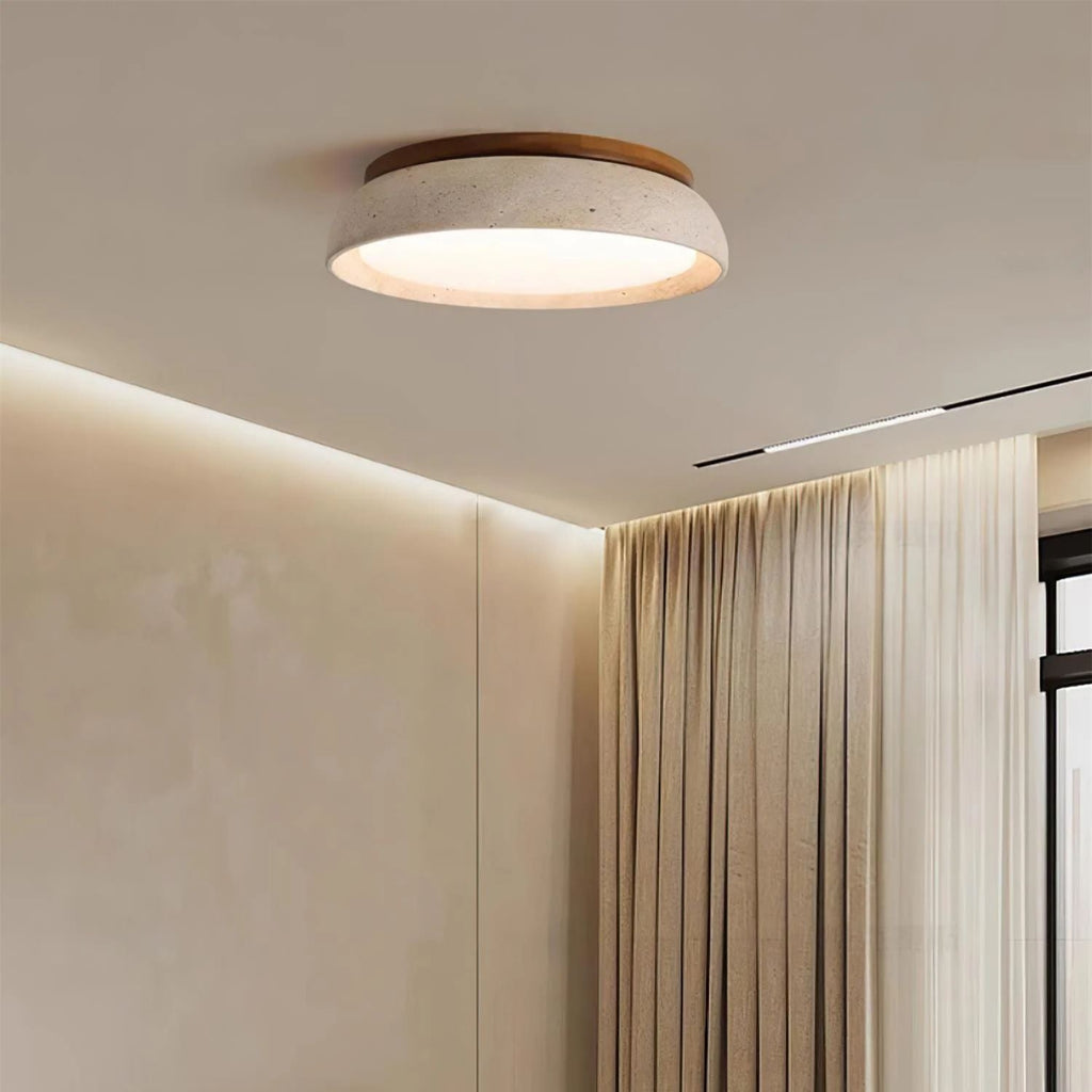 Casa Lumière Plafondlamp van Travertin & Hout - Warm Licht