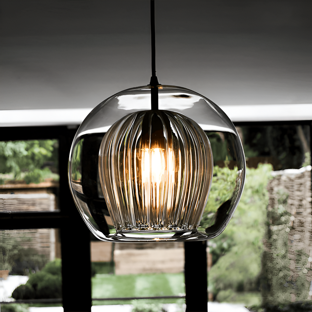 Casa Lumière Glazen Bol Hanglamp - Geribd Glas & Zachte Lichtspreiding