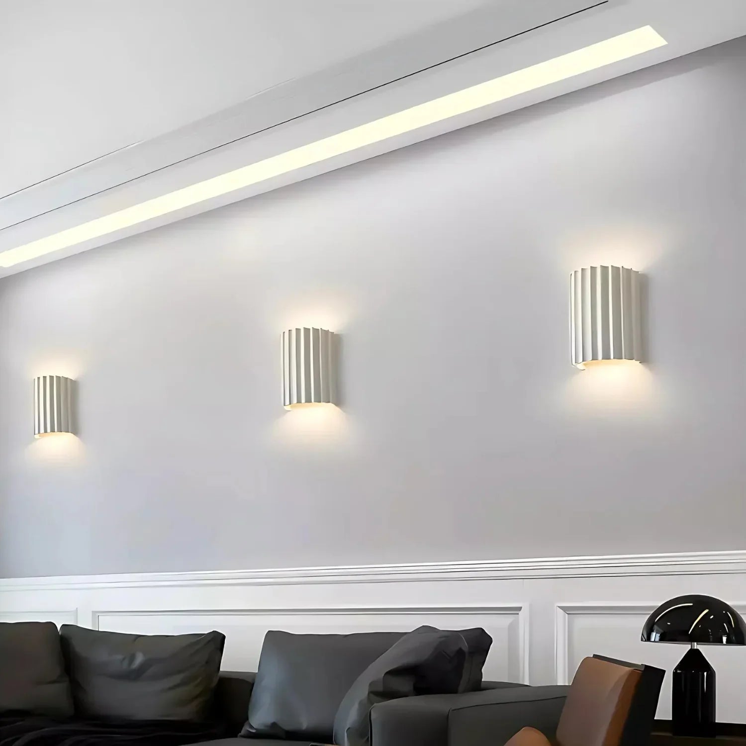 Casa Lumière Minimalistische Resin Wandlamp - Geribbelde Cilindervorm Up & Down Lamp