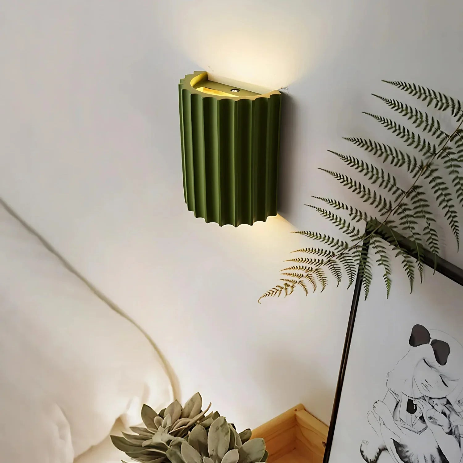 Casa Lumière Minimalistische Resin Wandlamp - Geribbelde Cilindervorm Up & Down Lamp