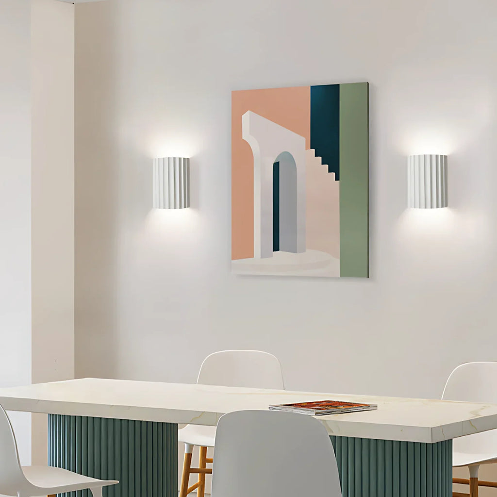Casa Lumière Minimalistische Resin Wandlamp - Geribbelde Cilindervorm Up & Down Lamp