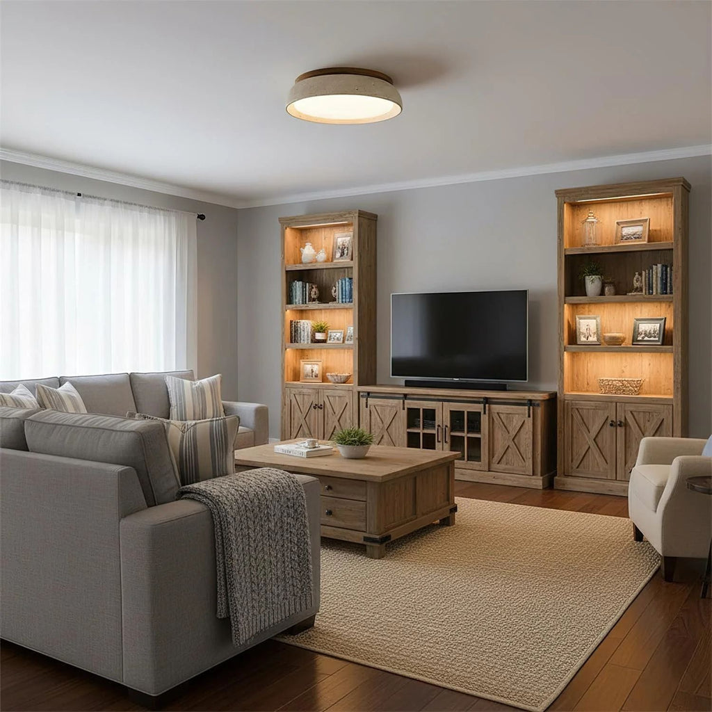 Casa Lumière Plafondlamp van Travertin & Hout - Warm Licht