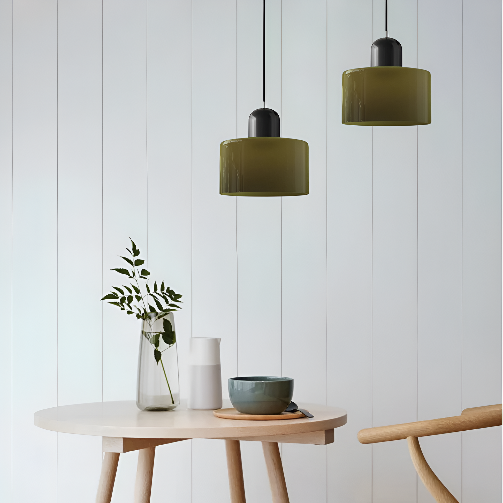 Casa Lumière Scandinavische Glazen Hanglamp - Metalen basis in twee tinten
