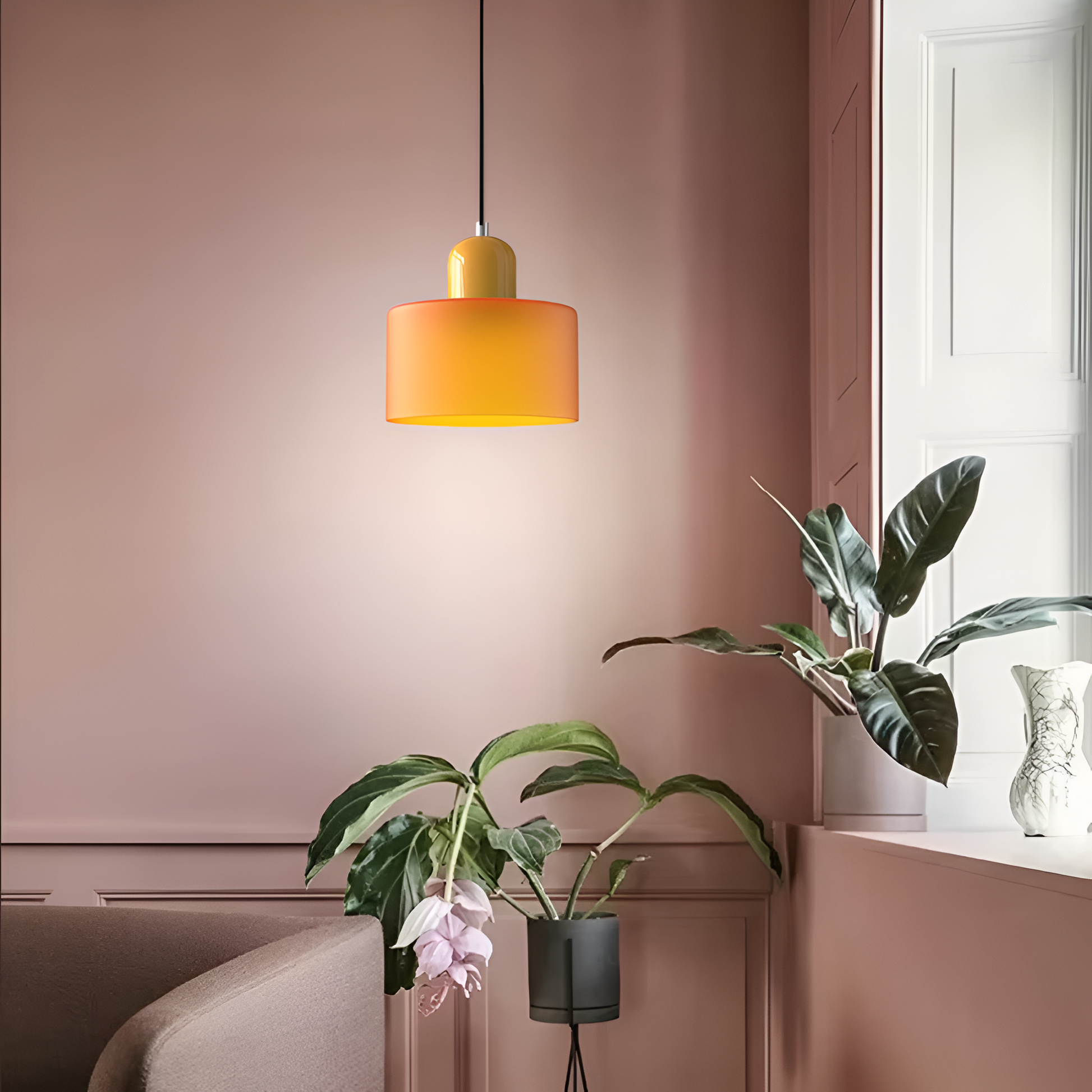 Casa Lumière Scandinavische Glazen Hanglamp - Metalen basis in twee tinten