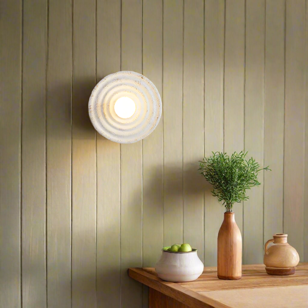 Casa Lumière Wabi-Sabi Ronde Wandlamp van Resin – Minimalistische Sfeerverlichting