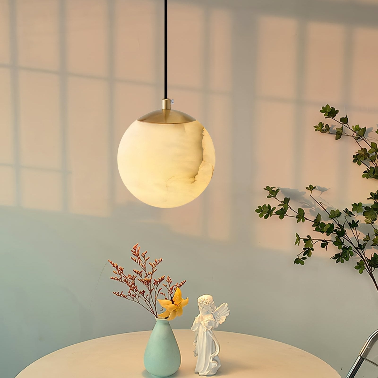 Casa Lumière Alabaster Wereldbol Hanglamp - Natuursteen Design