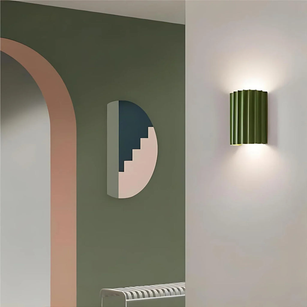 Casa Lumière Minimalistische Resin Wandlamp - Geribbelde Cilindervorm met Up & Down Light