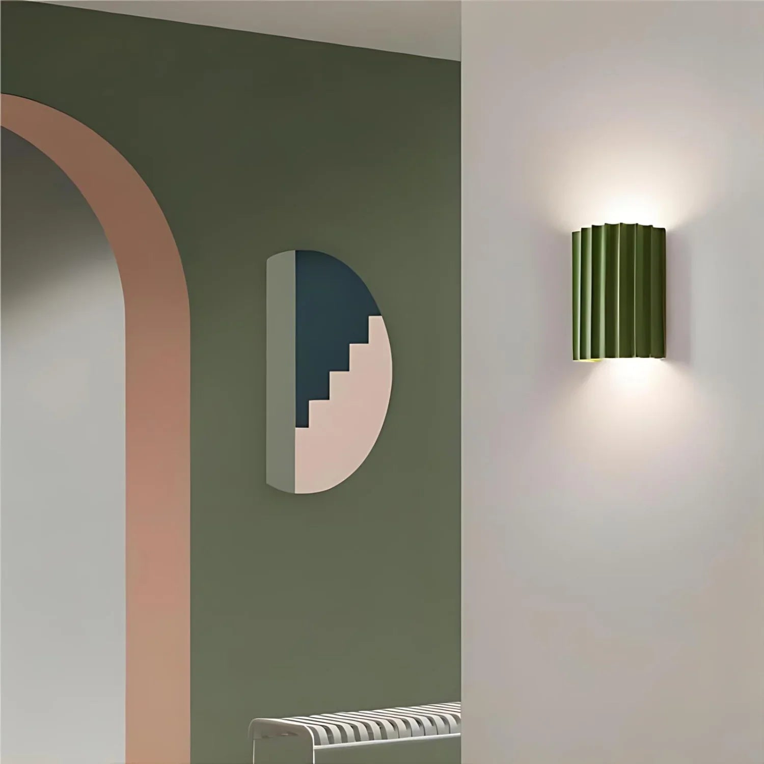 Casa Lumière Minimalistische Resin Wandlamp - Geribbelde Cilindervorm met Up & Down Light