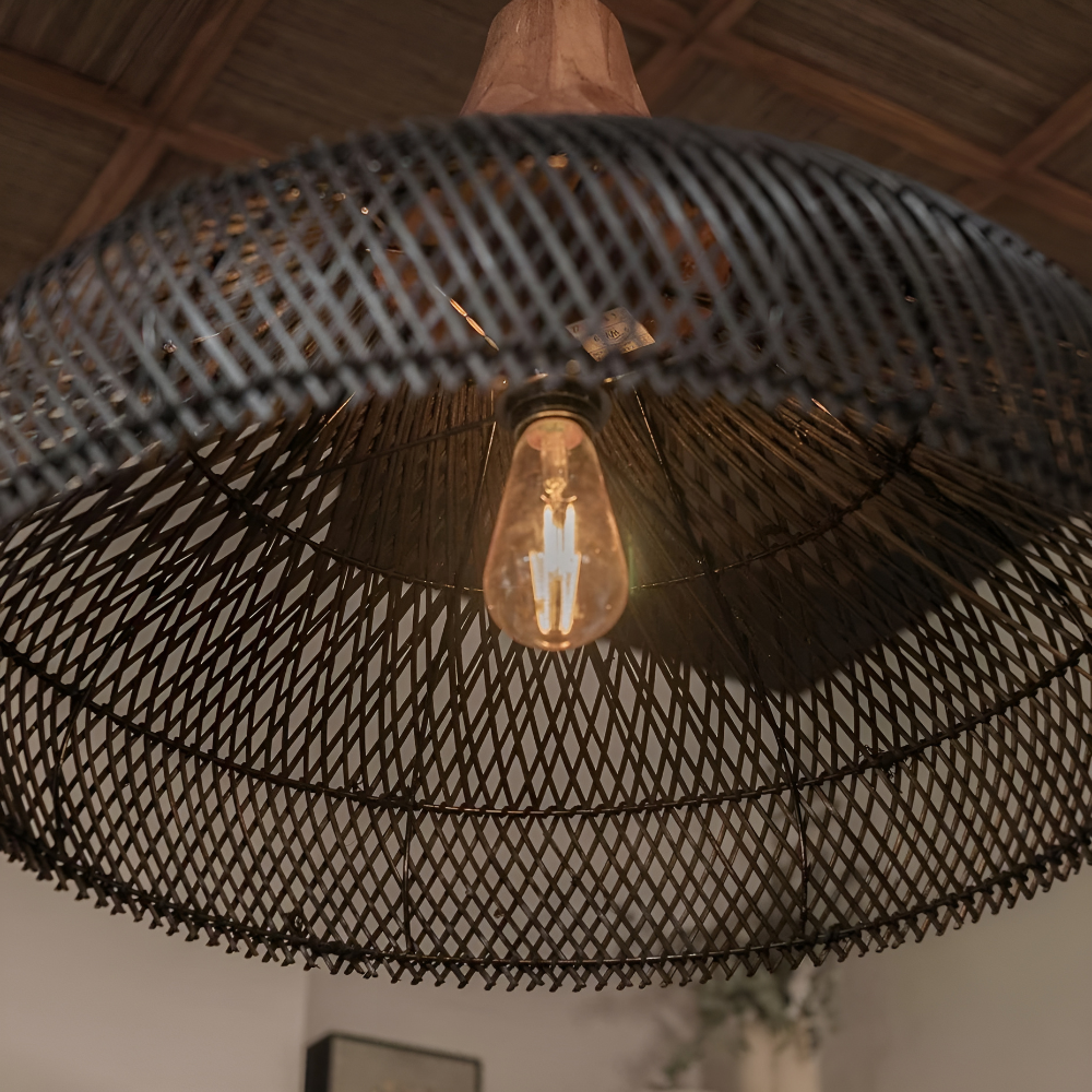 Casa Lumière Retro Bohemian Rotan Hanglamp - Gevlochten Design Lamp met Open Lichtstructuur