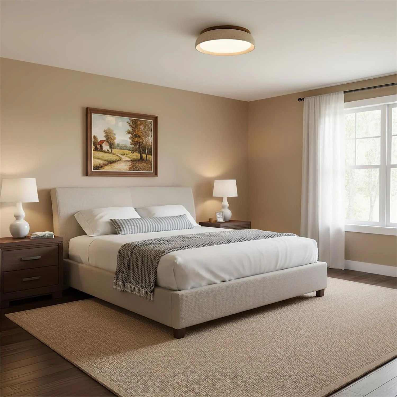 Casa Lumière Plafondlamp van Travertin & Hout - Warm Licht