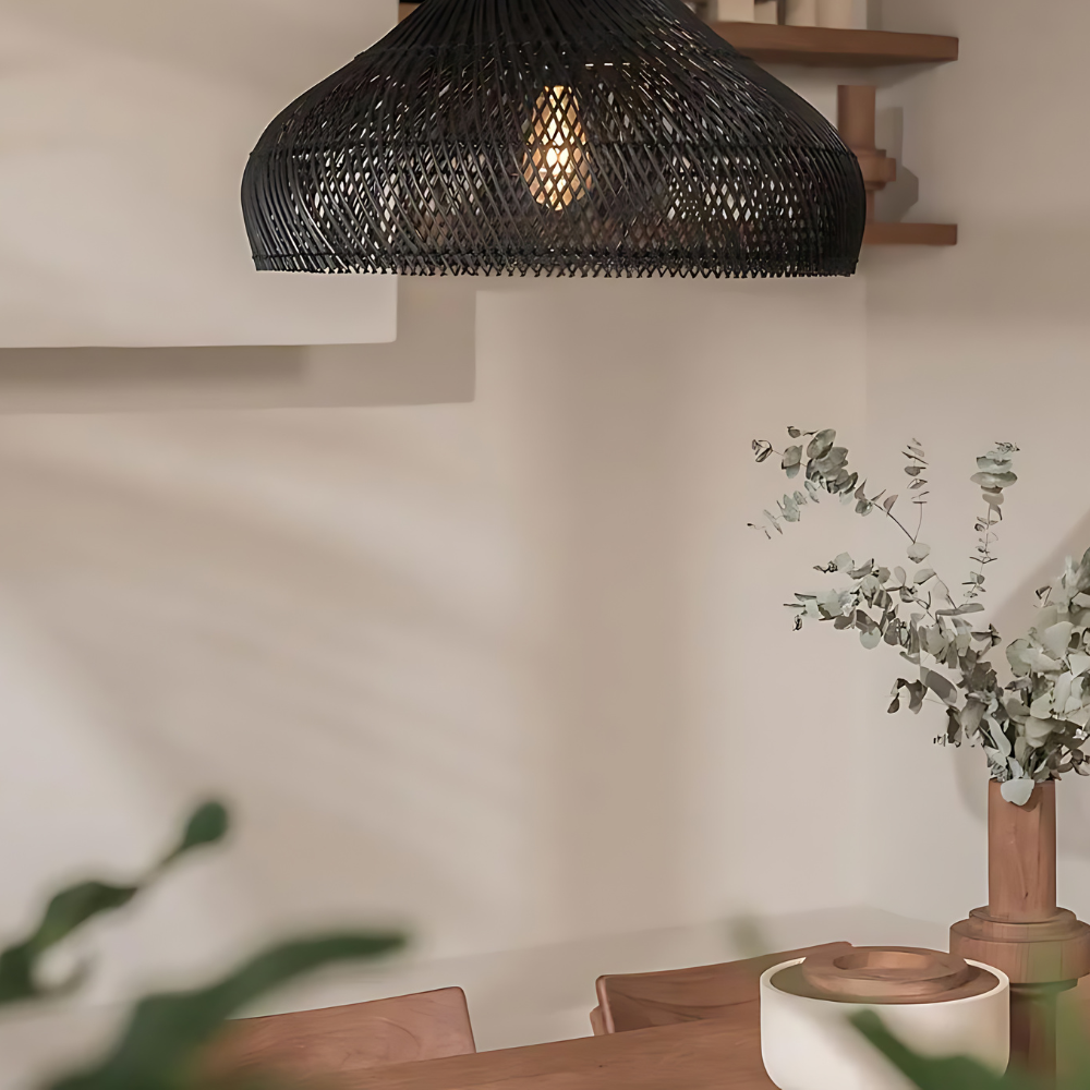 Casa Lumière Retro Bohemian Rotan Hanglamp - Gevlochten Design Lamp met Open Lichtstructuur