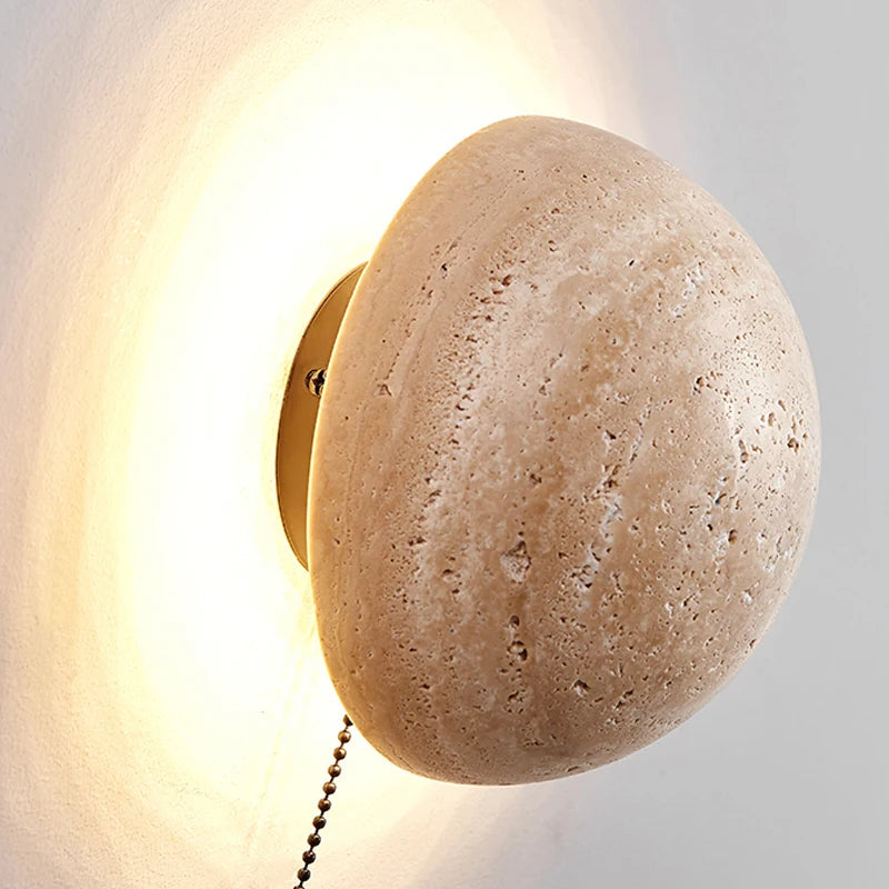 Casa Lumière Amber Loft Travertine Ronde Wandlamp – Sfeervolle Design Wandverlichting
