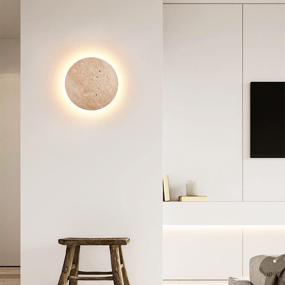 Casa Lumière Amber Loft Travertine Ronde Wandlamp – Sfeervolle Design Wandverlichting
