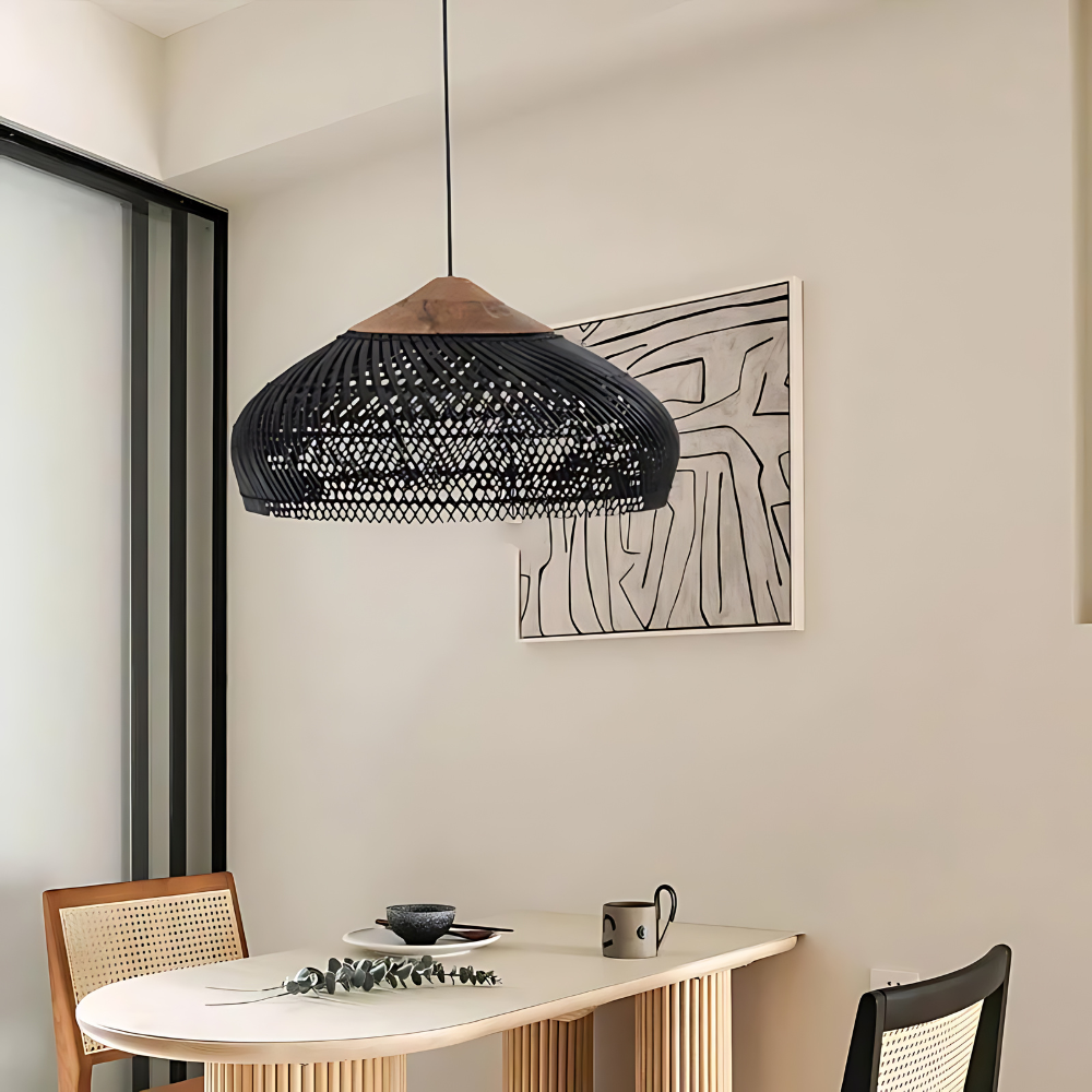 Casa Lumière Retro Bohemian Rotan Hanglamp - Gevlochten Design Lamp met Open Lichtstructuur