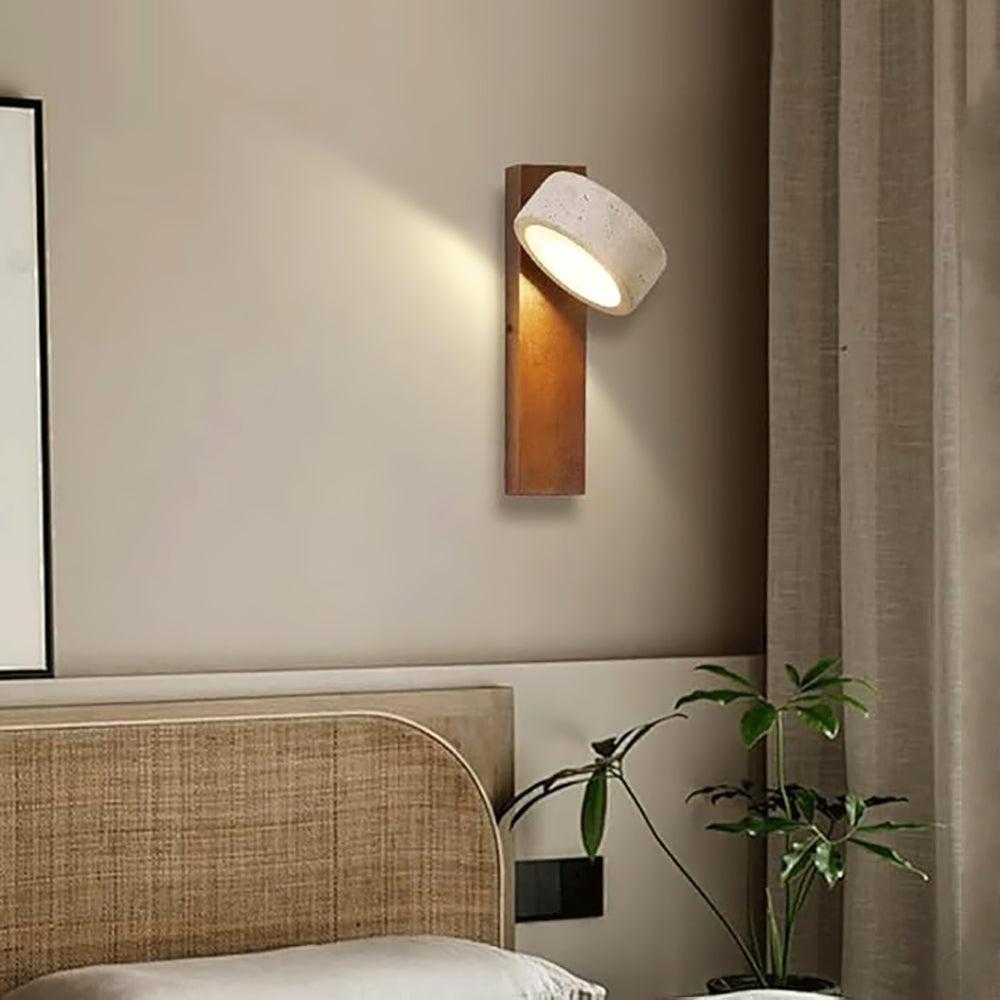 Casa Lumière Wandlamp - Travertin & Hout met Trekschakelaar