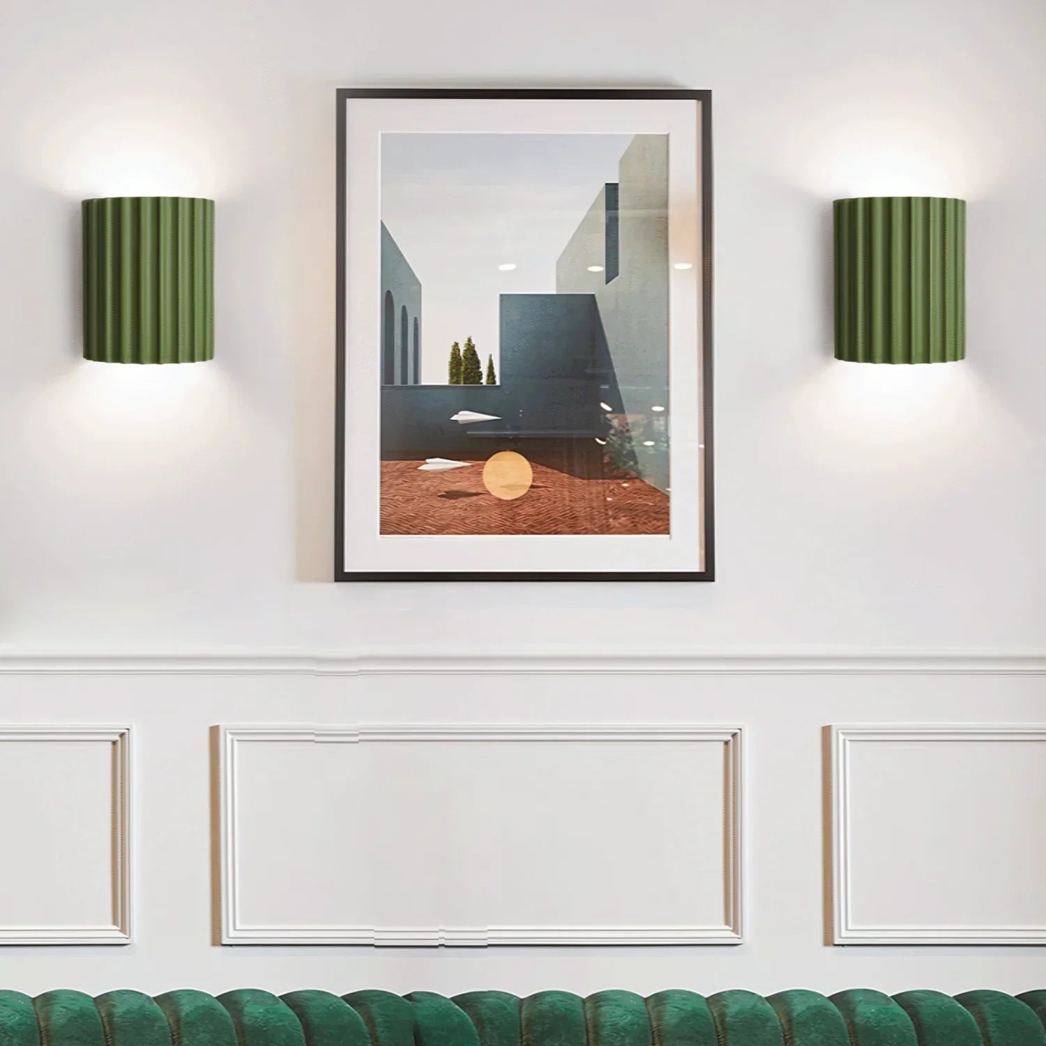 Casa Lumière Minimalistische Resin Wandlamp - Geribbelde Cilindervorm Up & Down Lamp