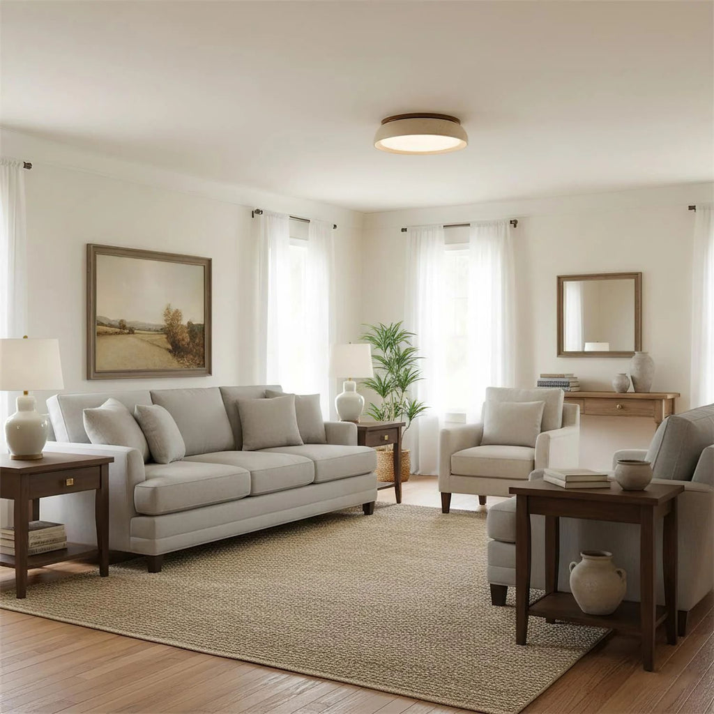 Casa Lumière Plafondlamp van Travertin & Hout - Warm Licht