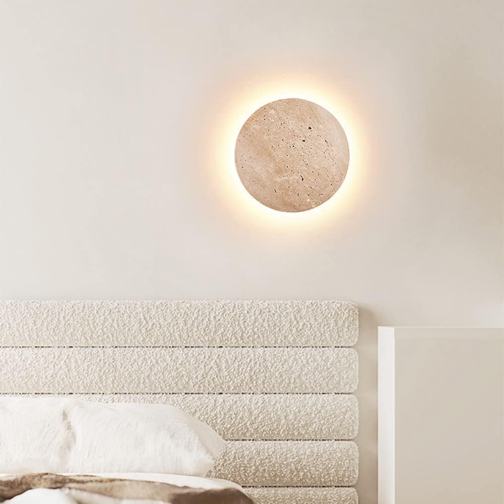 Casa Lumière Amber Loft Travertine Ronde Wandlamp – Sfeervolle Design Wandverlichting