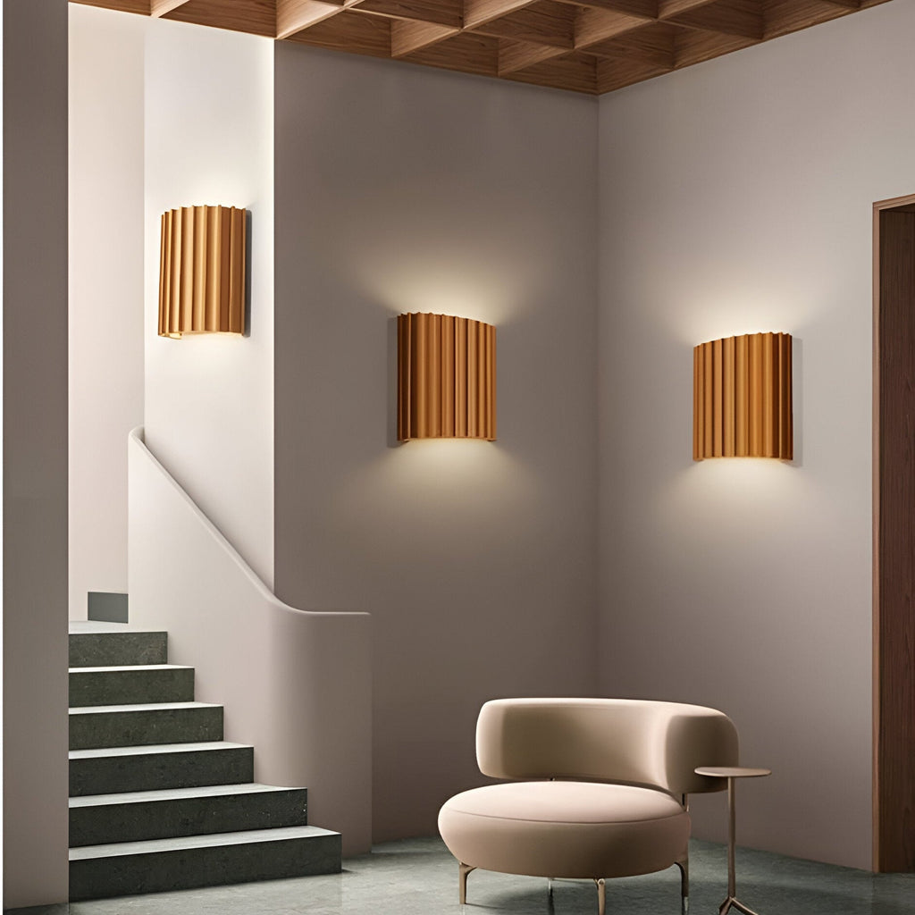 Casa Lumière Minimalistische Resin Wandlamp - Geribbelde Cilindervorm met Up & Down Light