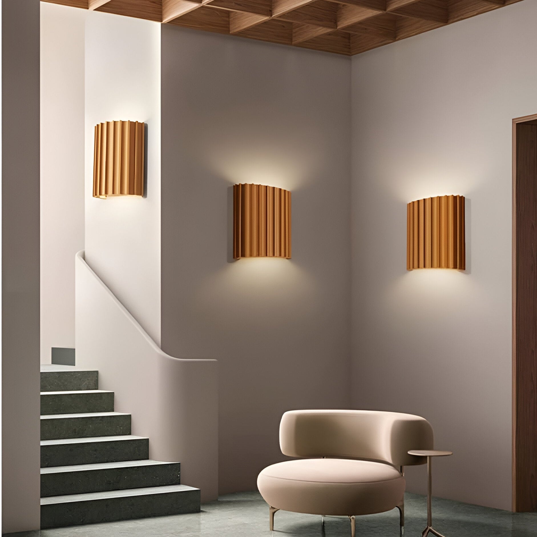 Casa Lumière Minimalistische Resin Wandlamp - Geribbelde Cilindervorm met Up & Down Light