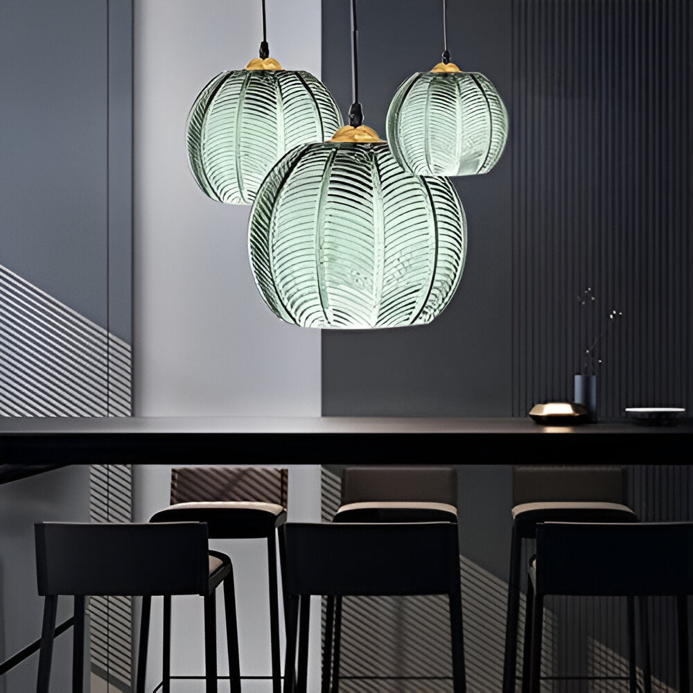 Casa Lumière Nordic Green Leaf Pattern Glazen Hanglamp