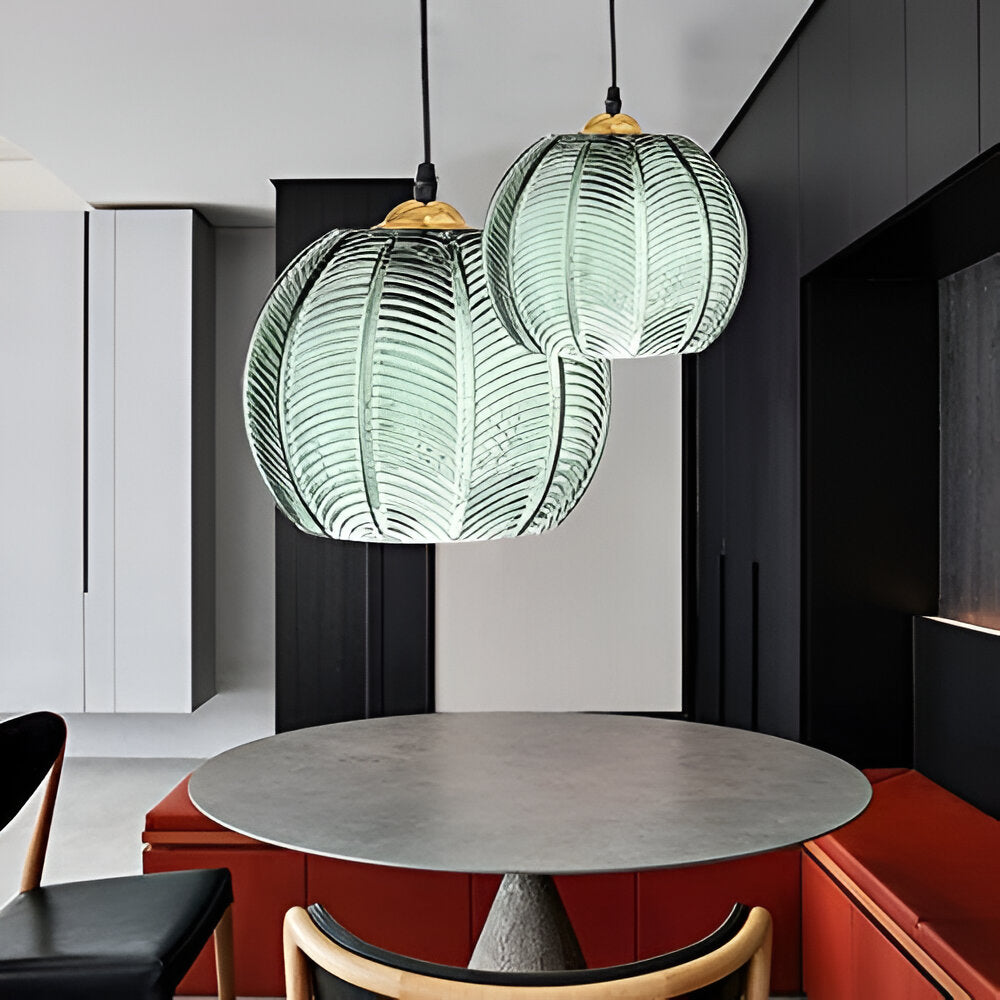 Casa Lumière Nordic Green Leaf Pattern Glazen Hanglamp