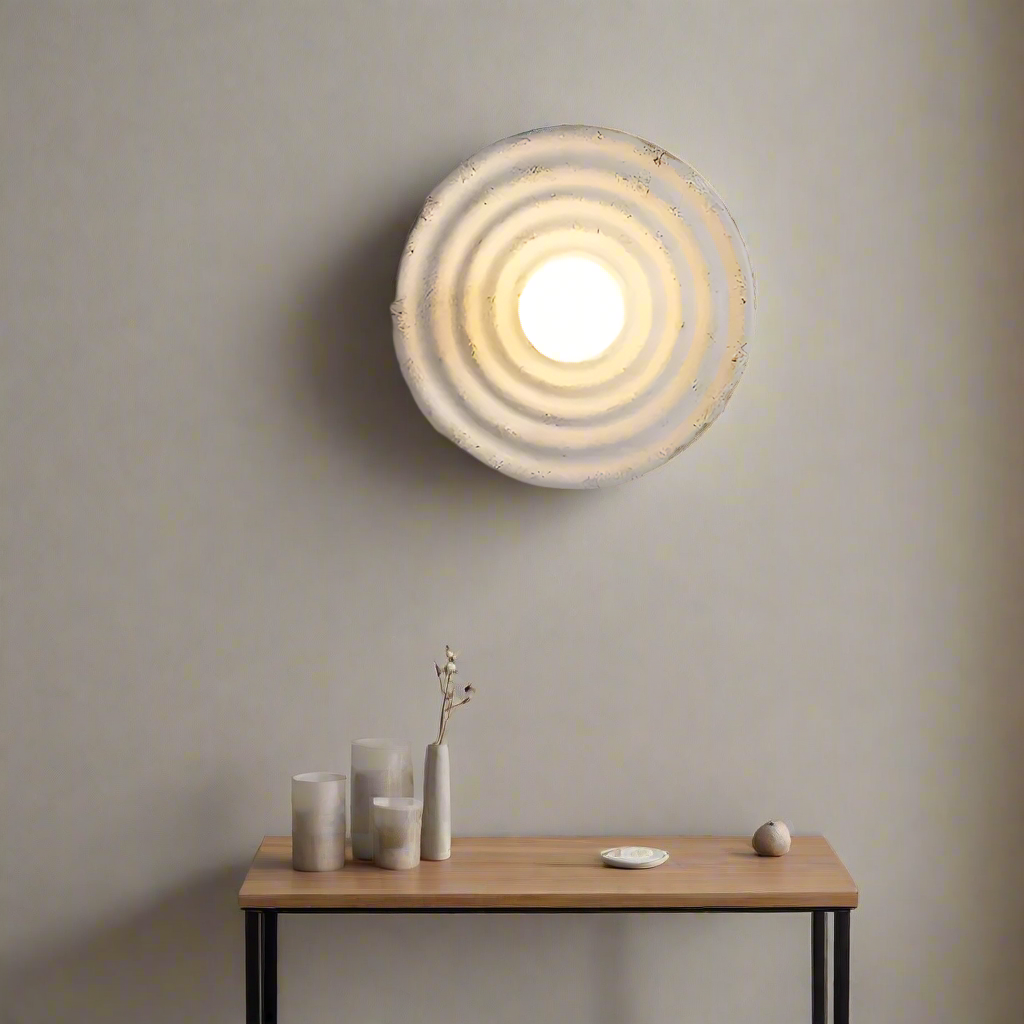 Casa Lumière Wabi-Sabi Ronde Wandlamp van Resin – Minimalistische Sfeerverlichting