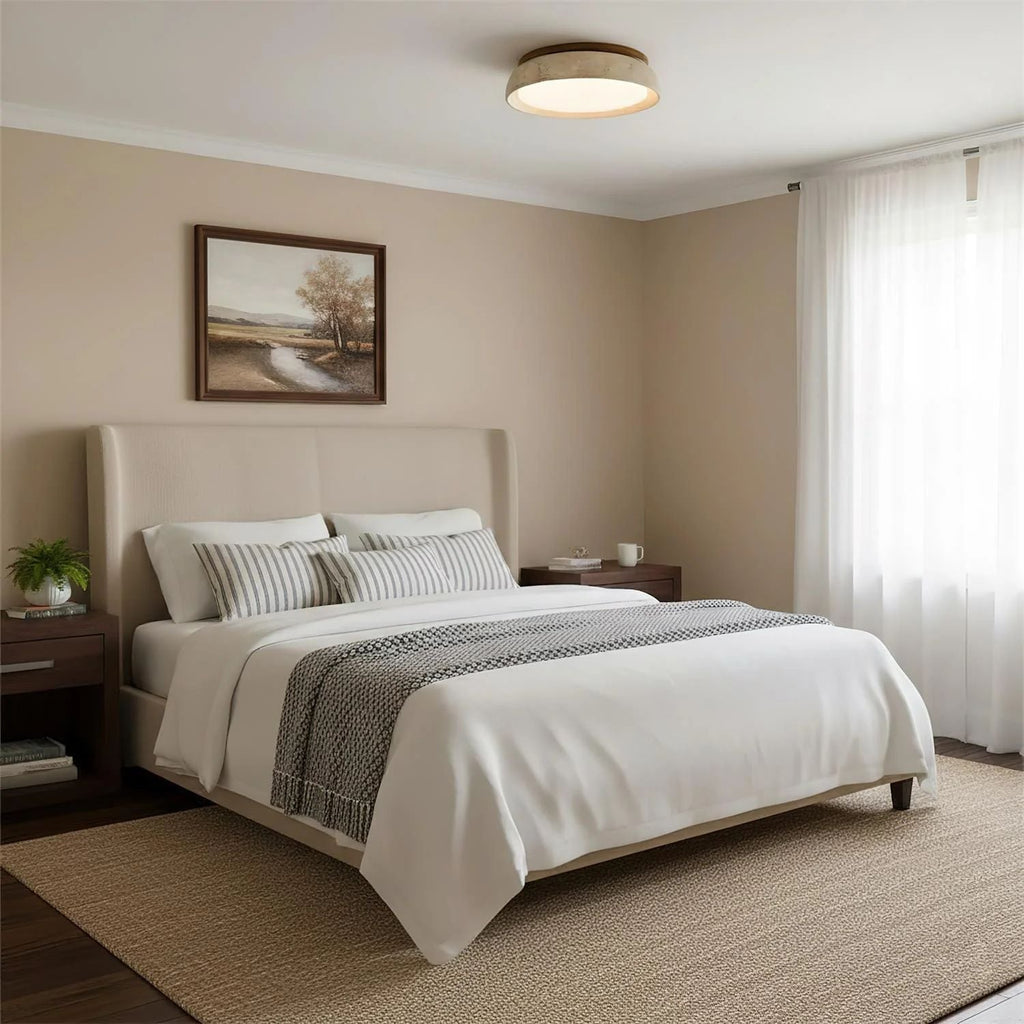 Casa Lumière Plafondlamp van Travertin & Hout - Warm Licht