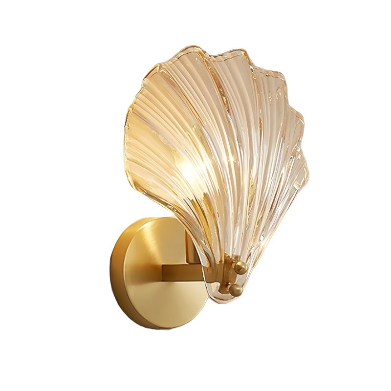 Casa Lumière Art Brass Wandlamp Glazen Schelp – Elegante Sfeerverlichting Badkamer, Hal & Slaapkamer