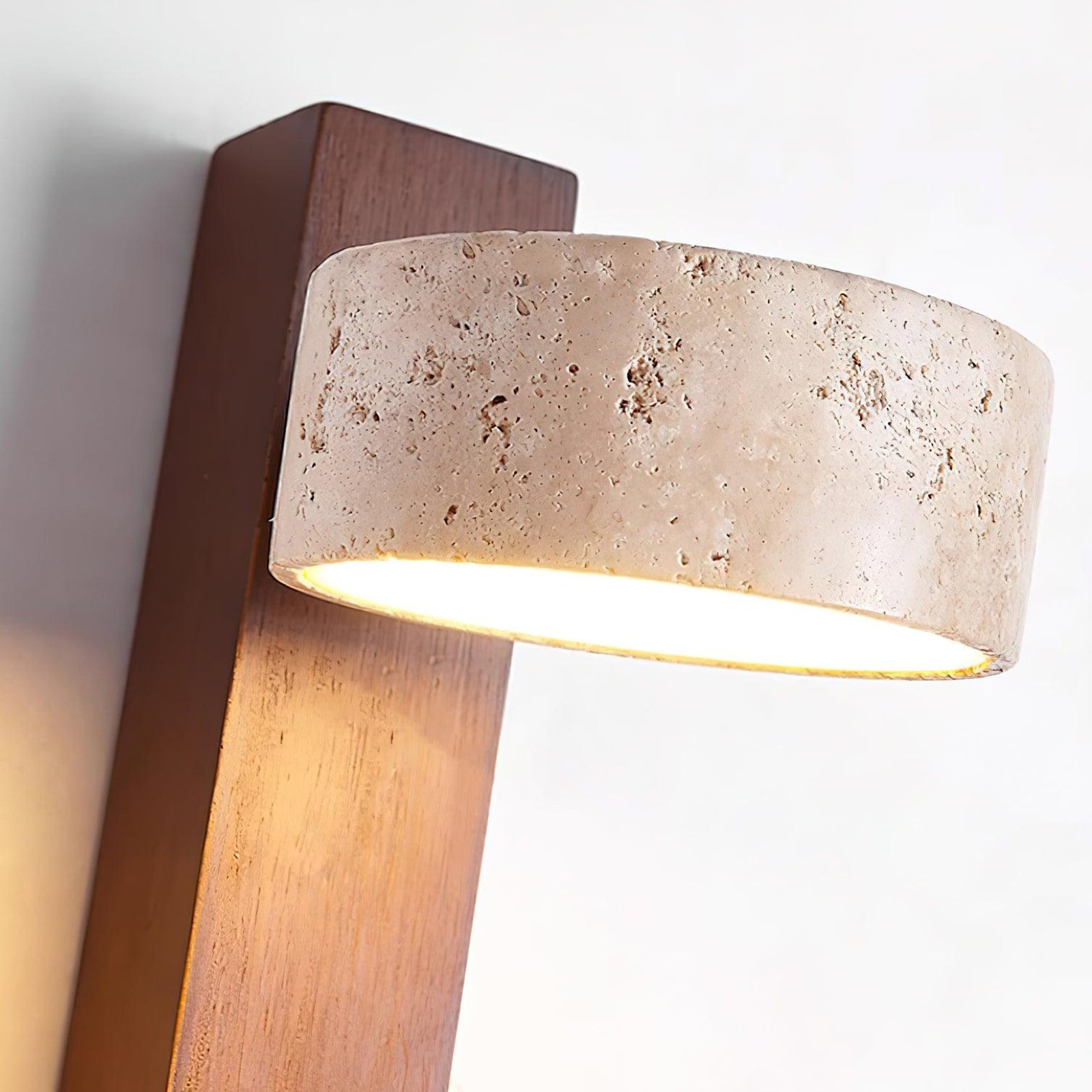 Casa Lumière Wandlamp - Travertin & Hout met Trekschakelaar