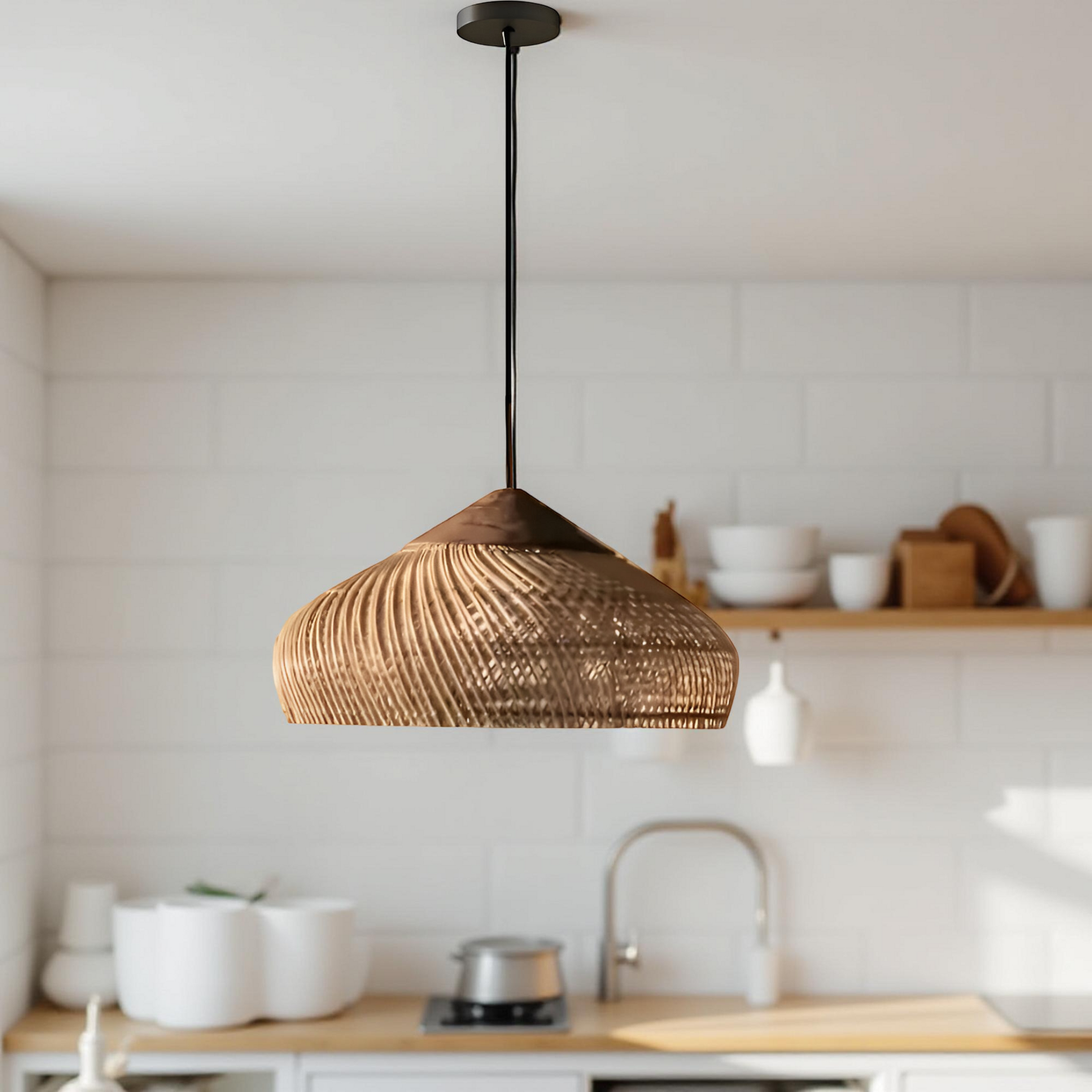 Casa Lumière Retro Bohemian Rotan Hanglamp - Gevlochten Design Lamp met Open Lichtstructuur