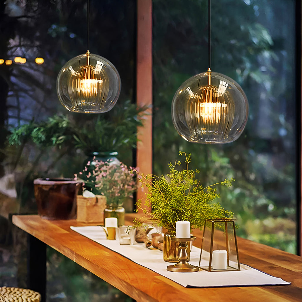 Casa Lumière Glazen Bol Hanglamp - Geribd Glas & Zachte Lichtspreiding