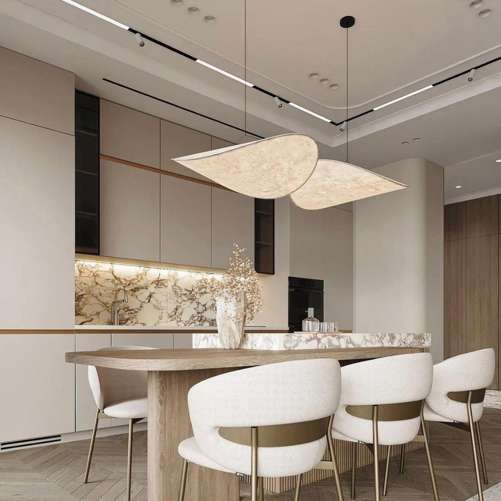 Casa Lumière Japandi Zijde Stoffen Hanglamp - Organisch Minimalistisch Wit Design Lamp