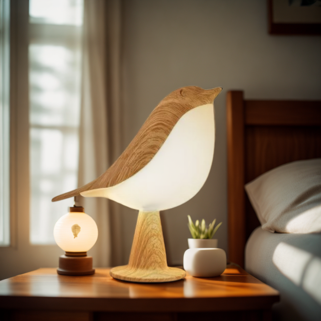 Casa Lumière Nestbird nachtlampje van hout met warm LED-licht - Aroma Diffuser