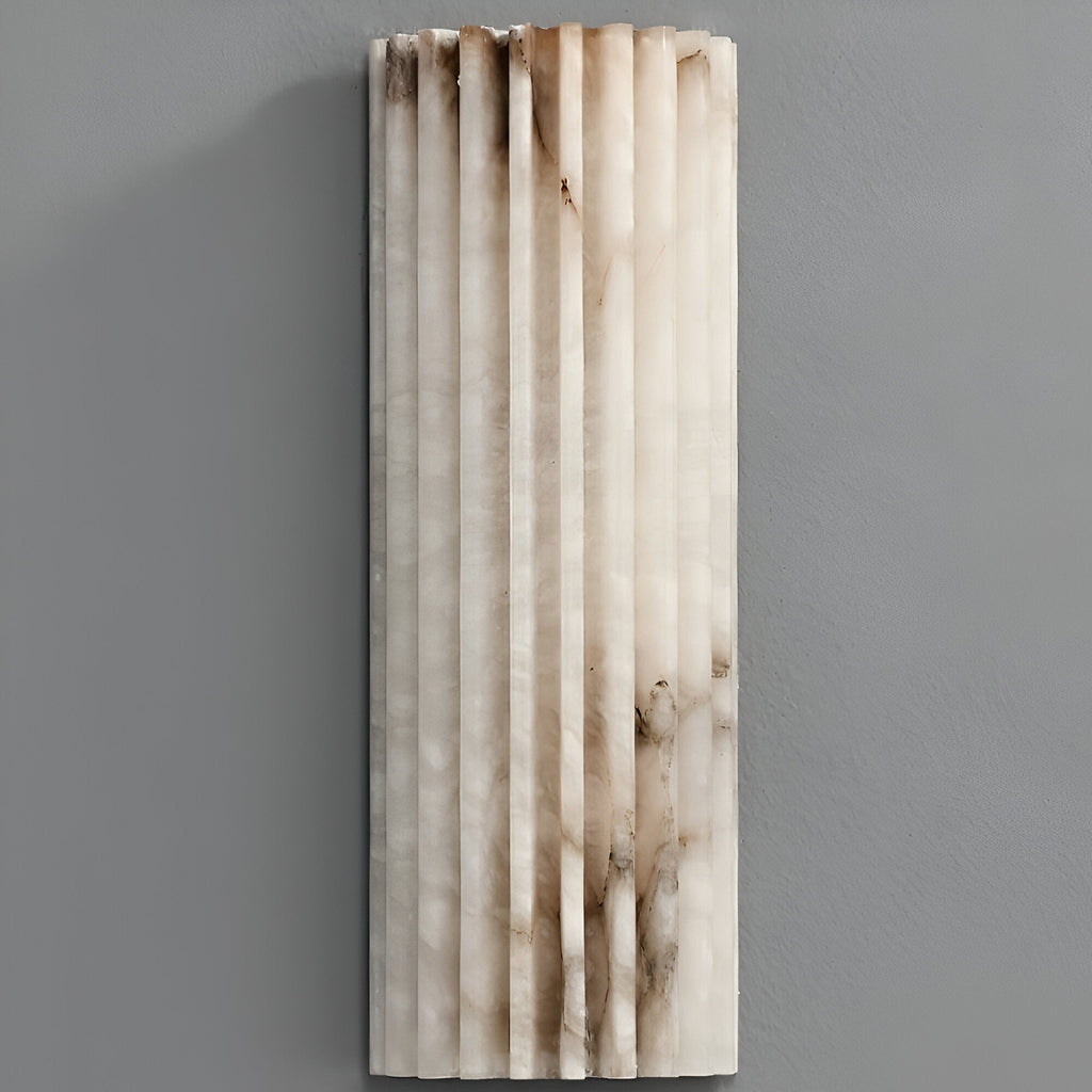 Casa Lumière Geribbelde Alabaster Wandlamp - Warme Natuursteen Wandverlichting