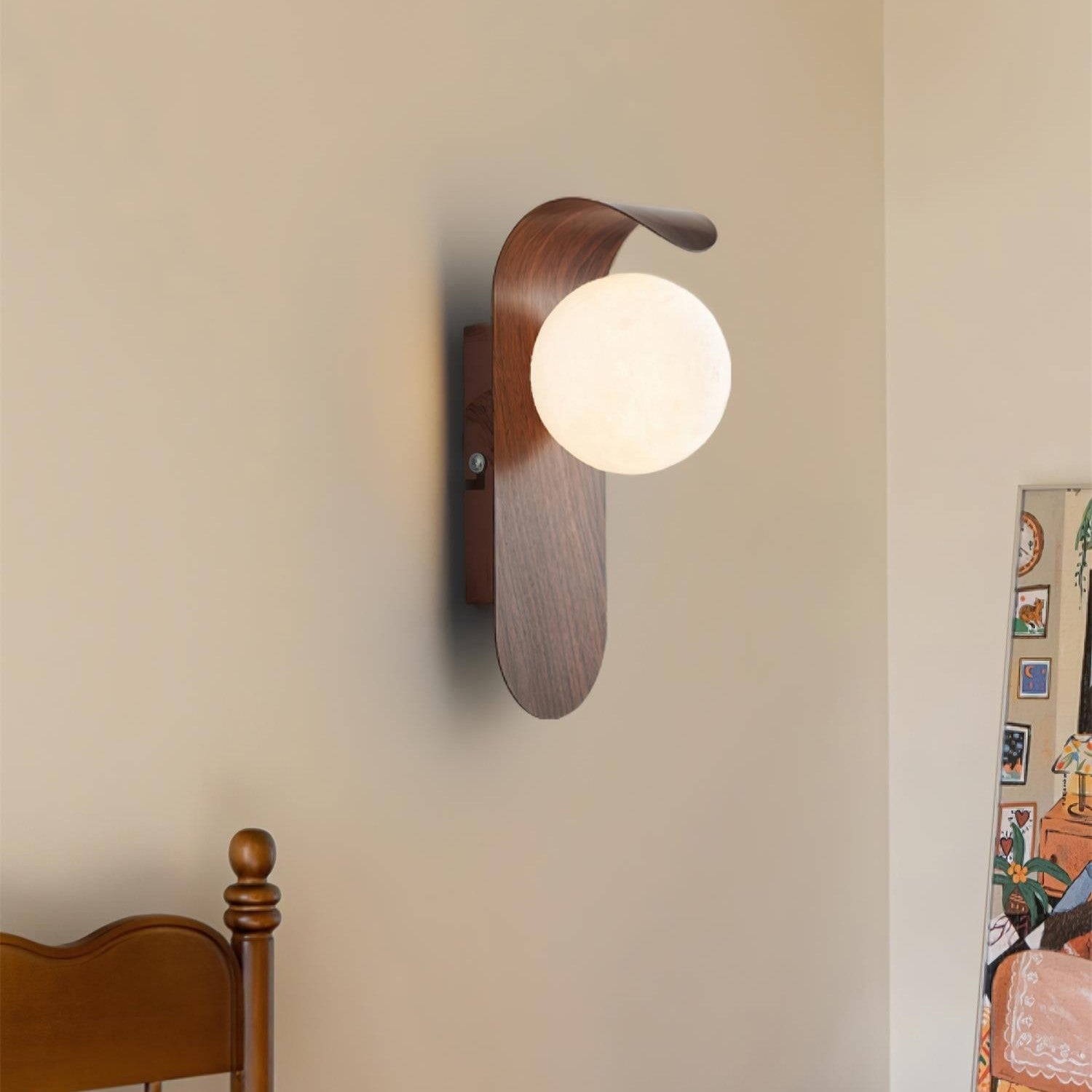 Casa Lumière Nordic Minimalistische Wandlamp van Hout & Glas - Warme Accentverlichting Slaapkamer & Woonruimte