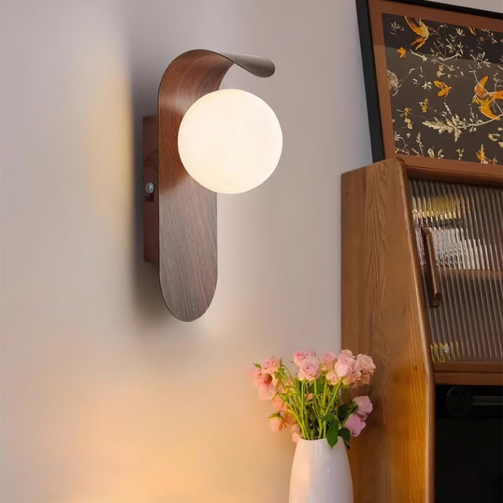 Casa Lumière Nordic Minimalistische Wandlamp van Hout & Glas - Warme Accentverlichting Slaapkamer & Woonruimte