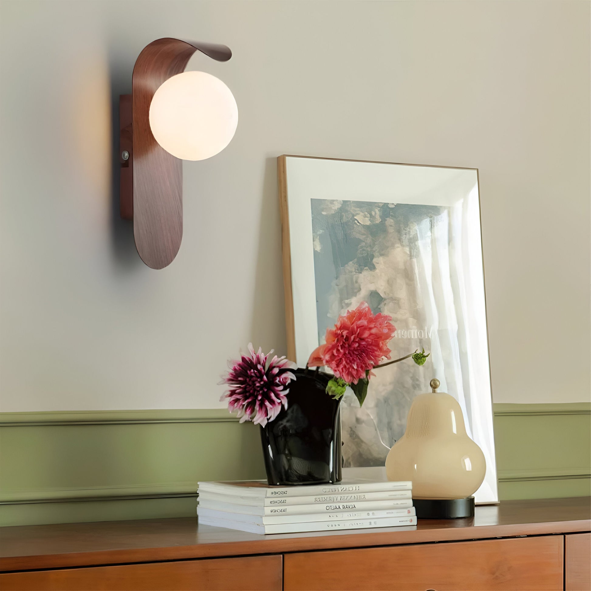 Casa Lumière Nordic Minimalistische Wandlamp van Hout & Glas - Warme Accentverlichting Slaapkamer & Woonruimte